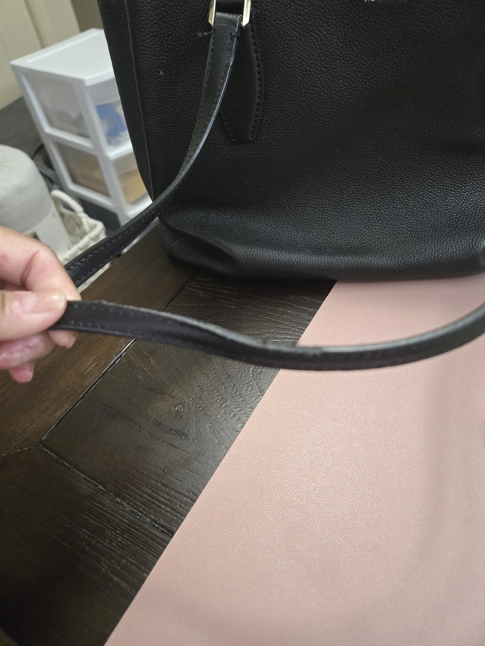kate spade black pebbled leather satchel with gold logo